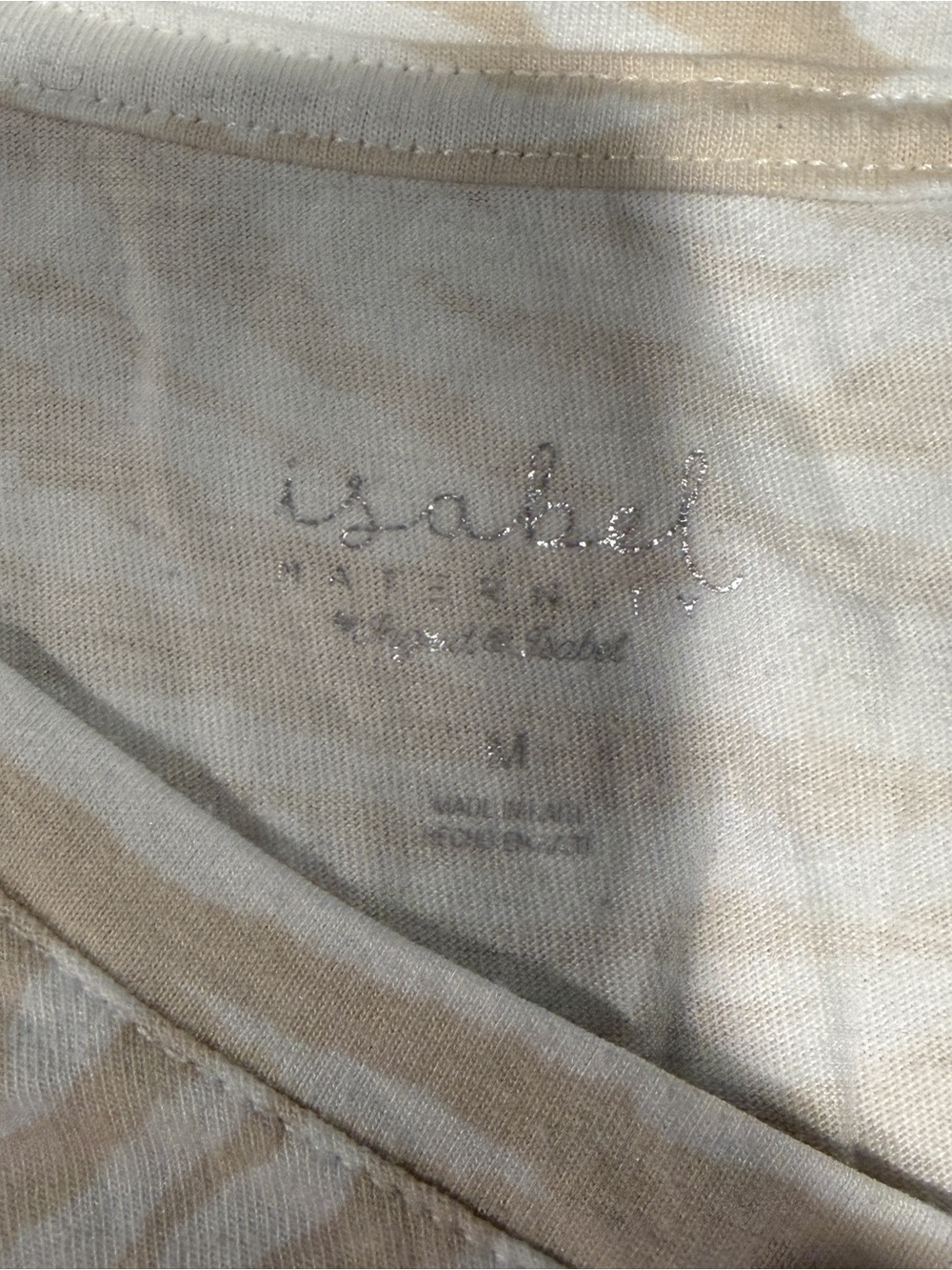 Isabel Maternity by Ingrid & Isabel Beige Zebra Print Side Ruched V-Neck Tee M - Picture 6 of 6